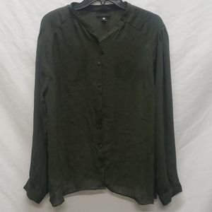 Worthington Olive Green Long Sleeve Blouse